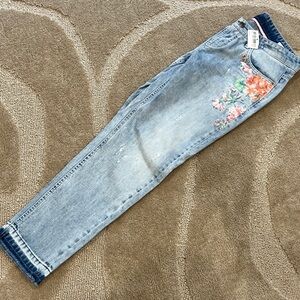 Cambio Floral Embroidered Light Blue Jeans size 8